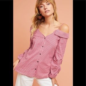 Anthro guest editor gingham Adalie Open Shoulder